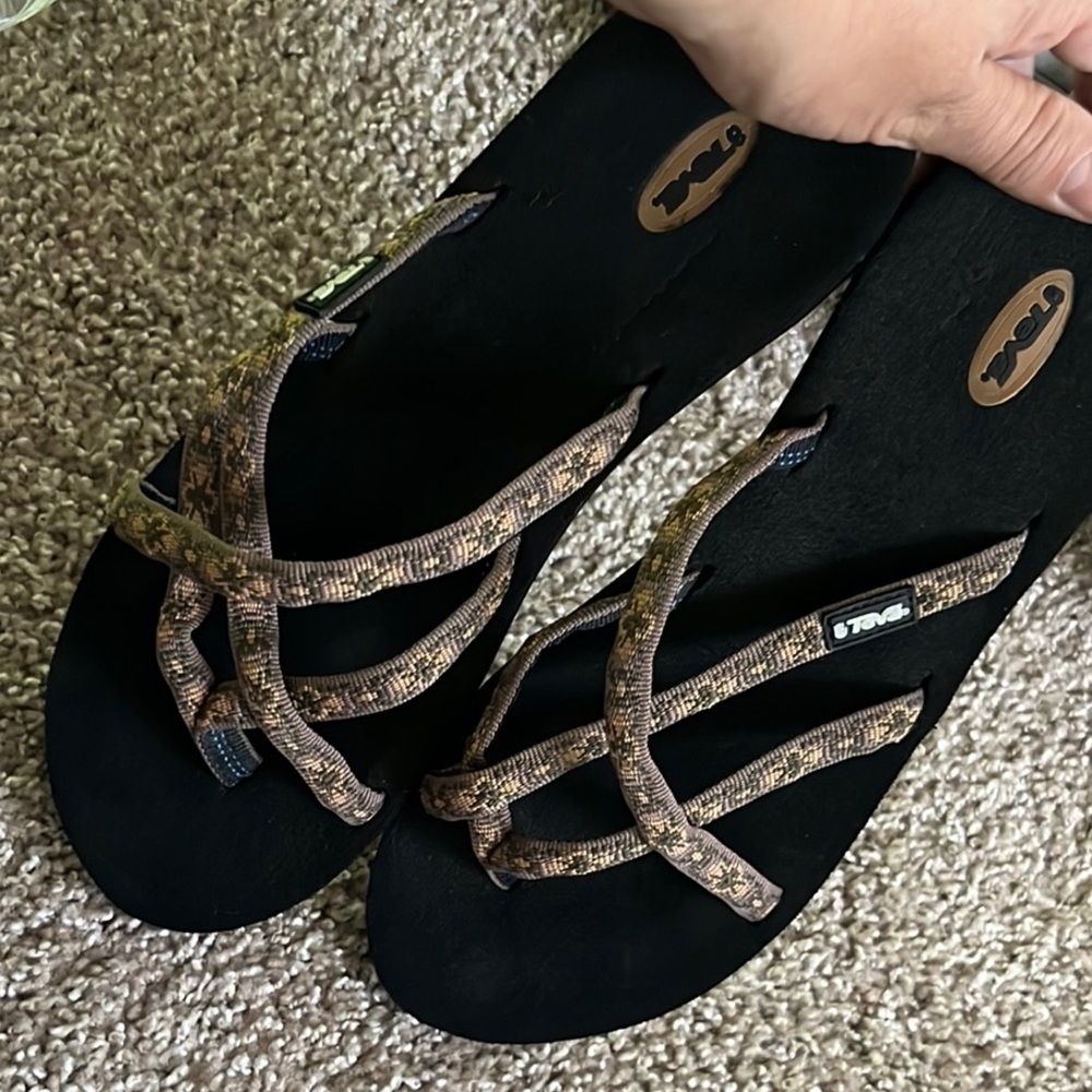 Teva Black and Brown Sandals with Woven Straps